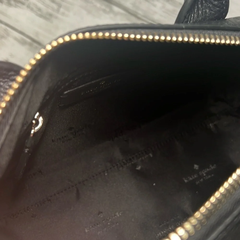 NWT Kate Spade Black Leather Satchel  Duffle Crossbody Bag w/ Coin Pouch